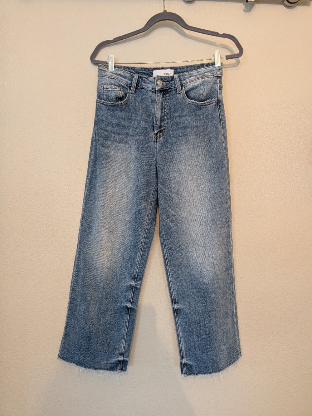 VERVET by Flying Monkey High Rise Raw Hem Cropped Wide Leg Jeans - Size 29